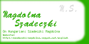 magdolna szadeczki business card